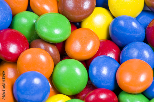 Close Up of Assortment of Colorful Chocolate Candy Background