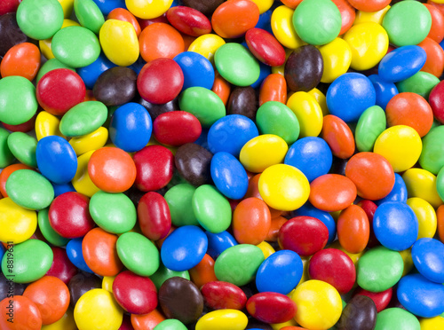Assortment of Colorful Chocolate Candy Usable as Background