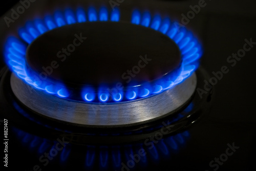 Blue Burning Flame of a Stove