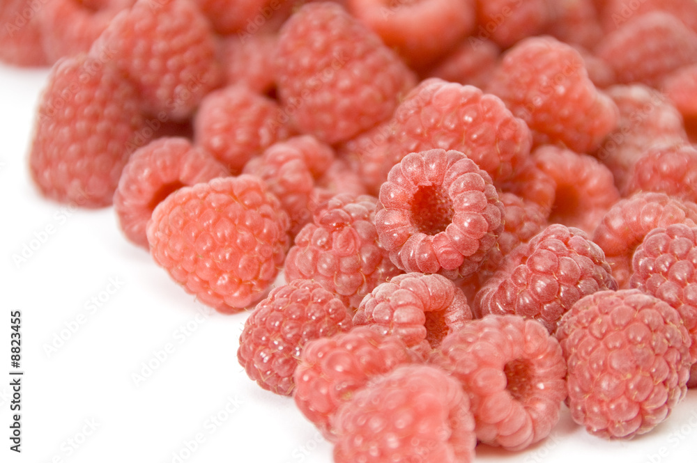 Freshly Picked Raspberries Isolated on White Freshly Picked Raspberries Isolated on White