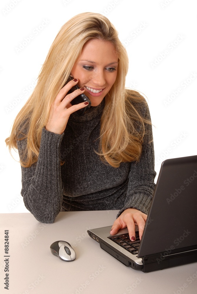 Lovely blond business woman hard at work Lovely blond business woman hard at work