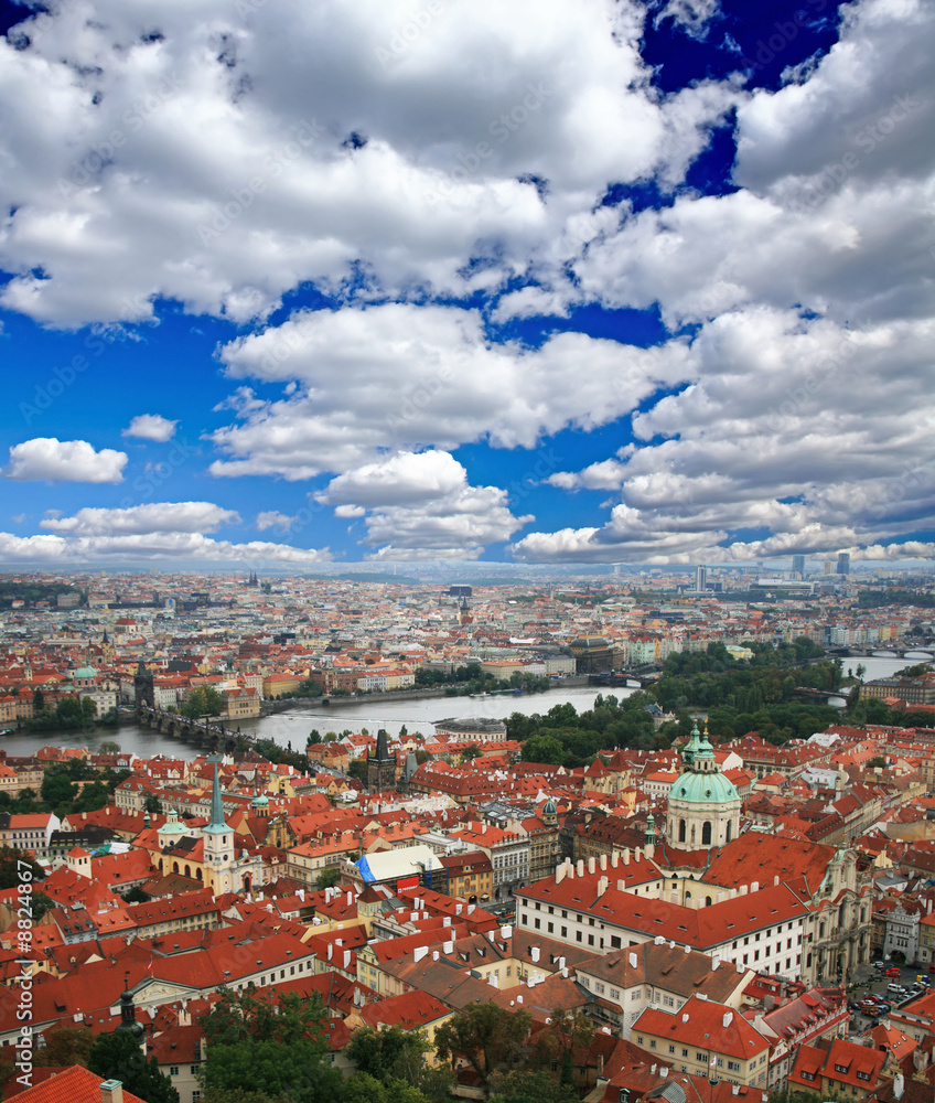 The aerial view of picturesque Prague City Czech Republic