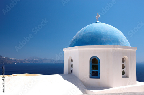 Wonderful view of City buildings and bay on Santorini, Greece