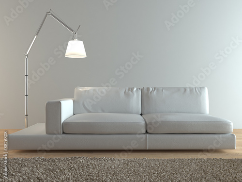 Contemporary Italian white leather couch