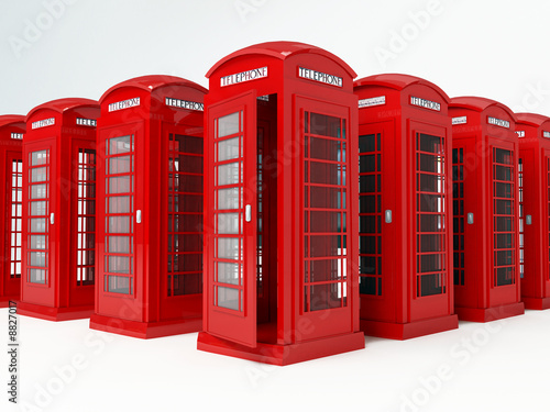 3d render di cabine telefoniche inglesi