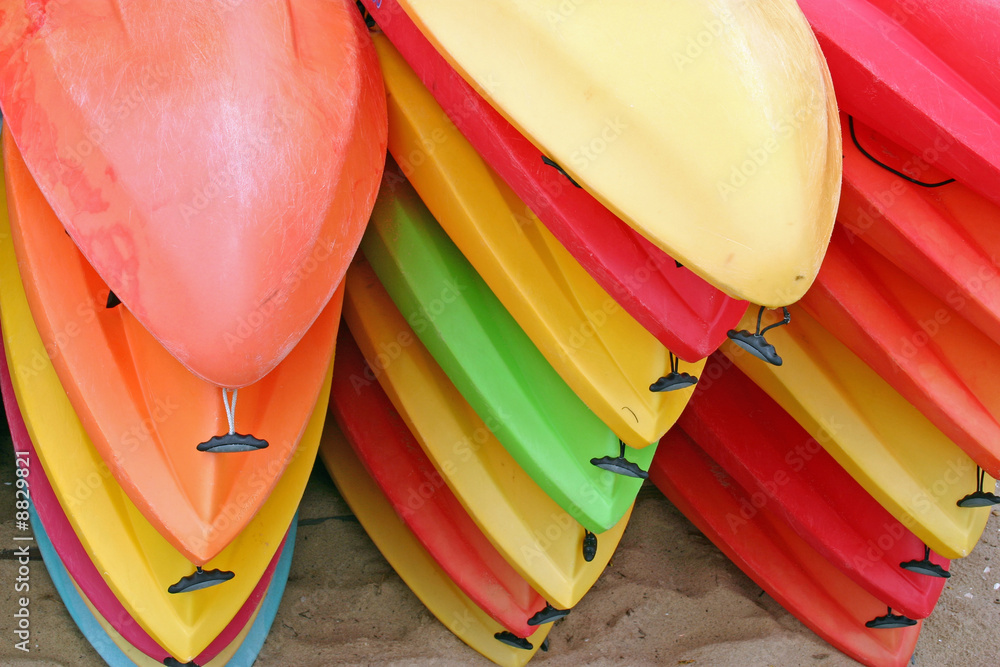 Colorful kayaks on the beach in Provincetown, Massachusetts Colorful kayaks on the beach in Provincetown, Massachusetts
