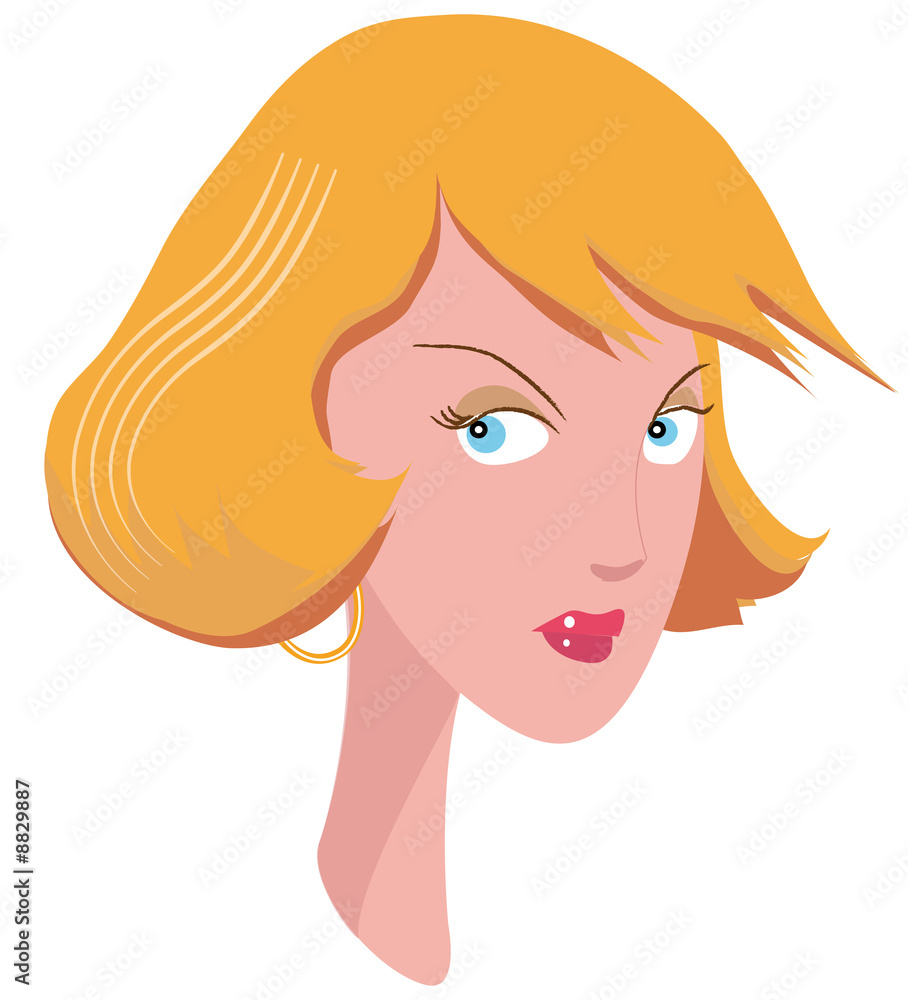 Illustration portrait femme blonde Illustration portrait femme blonde