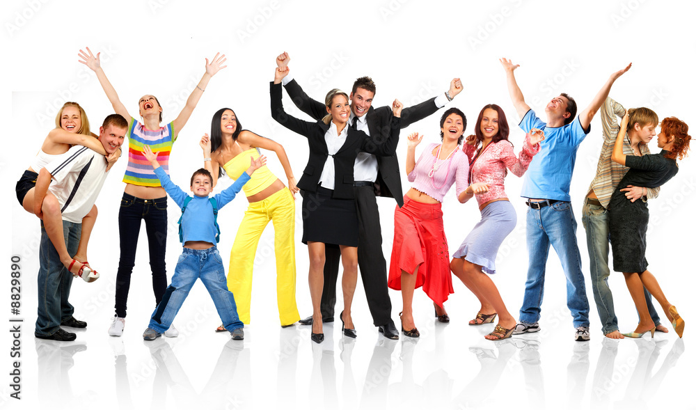 Obraz premium Happy funny people. Isolated over white background.