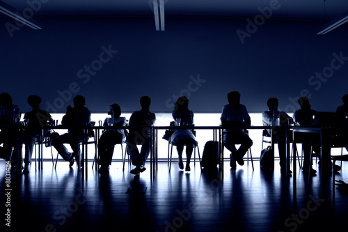 group of people at a meeting, interior picture photo