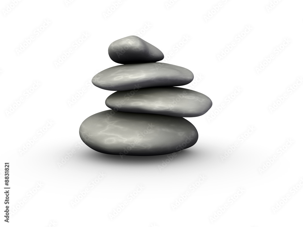 An isolated balanced stone tower on white background An isolated balanced stone tower on white background