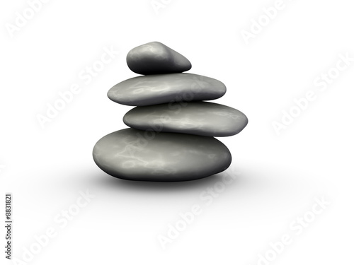 An isolated balanced stone tower on white background