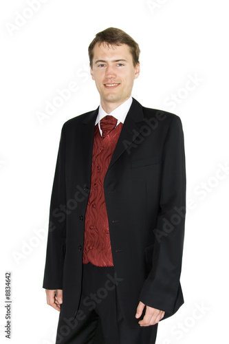Yound smiling businessman over white background