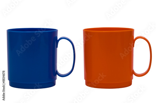 Dark blue and orange mug on a white background