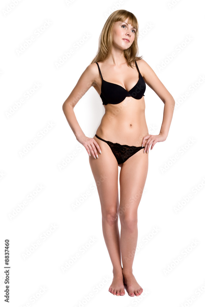 Sexy woman in black underwear
