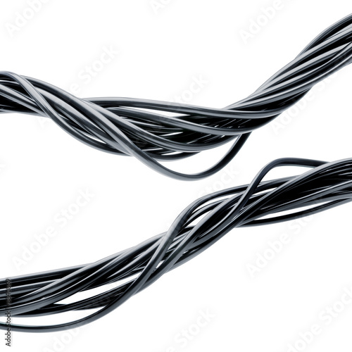 bundle of electric cables isolated over white background