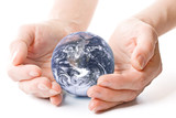 NASA globe in hands. Concept for environment conservation.