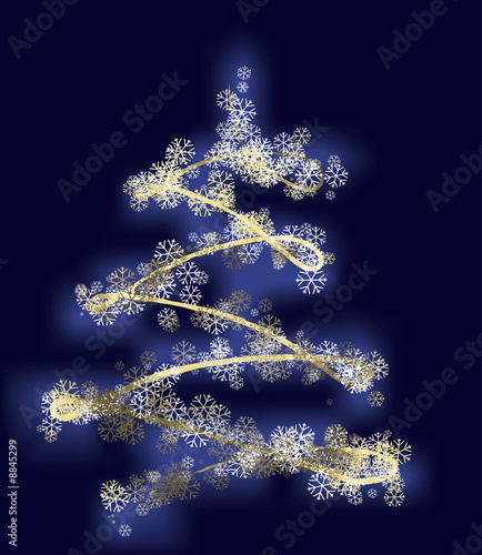 stylized xmas tree with gold stars