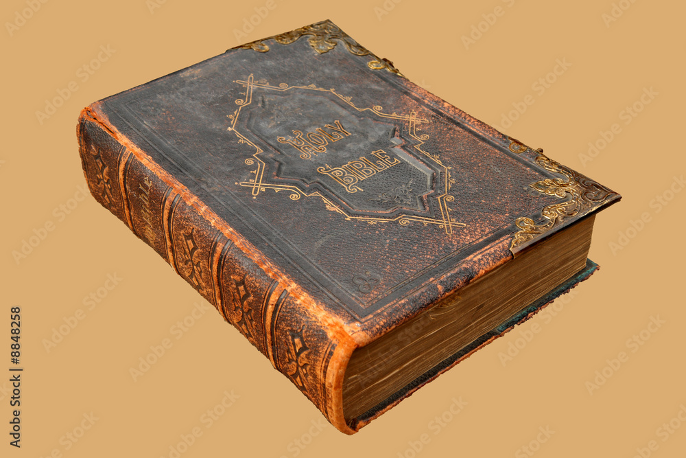 Fototapeta premium Isolated image of an Ancient Leather Bound Holy Bible