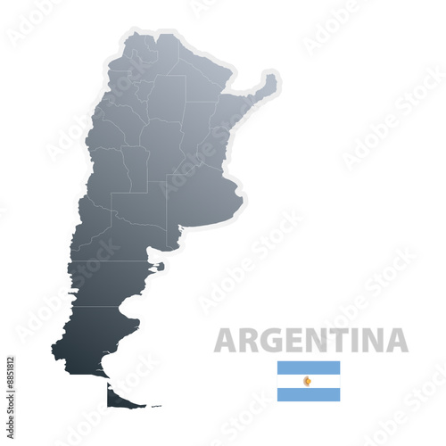 Argentina map with official flag