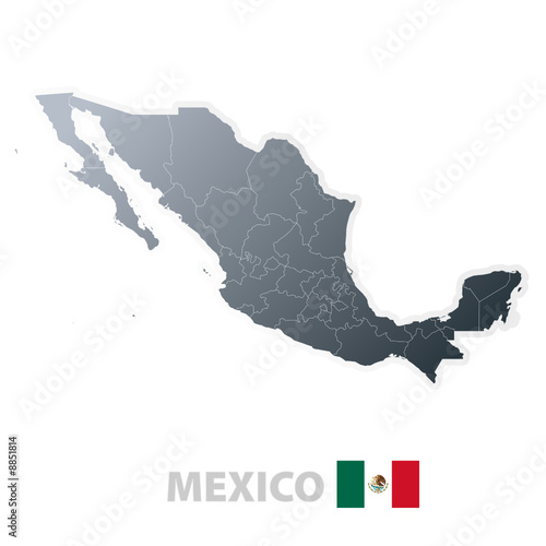 Mexico map with official flag