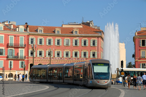 Tramway at the Place Masséna in Nice, France
