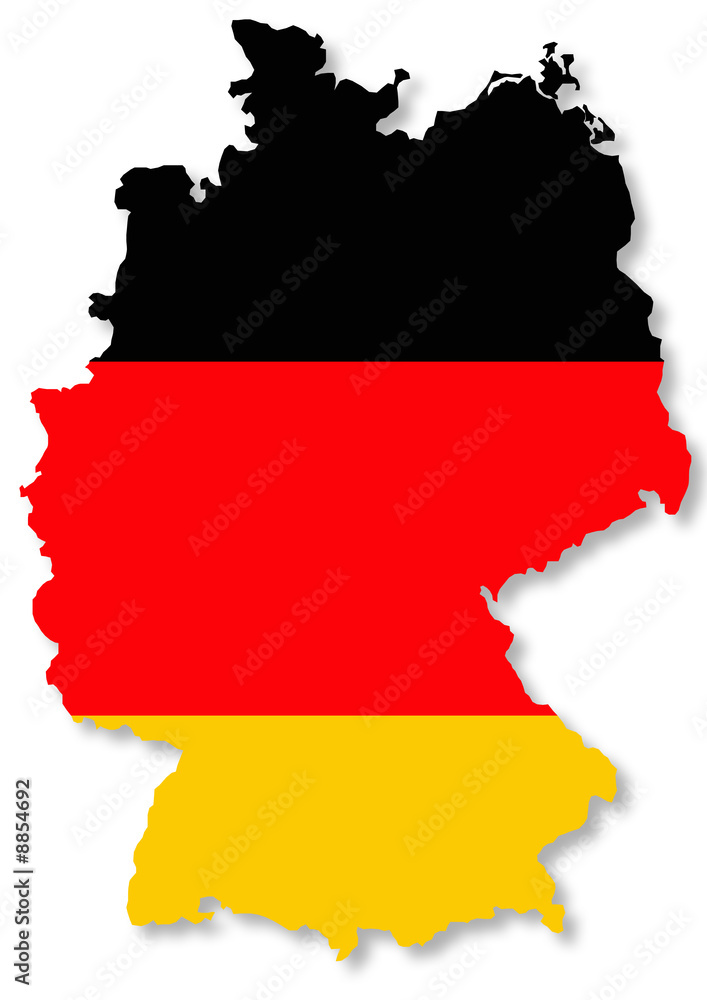 bright isolated illustration of German flag on country map bright isolated illustration of German flag on country map