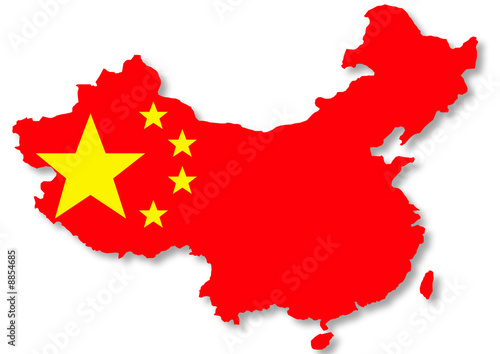 bright illustration of Chinese flag on country map