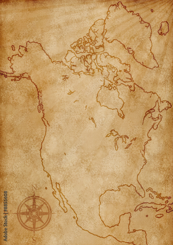 old grunge North America map illustration