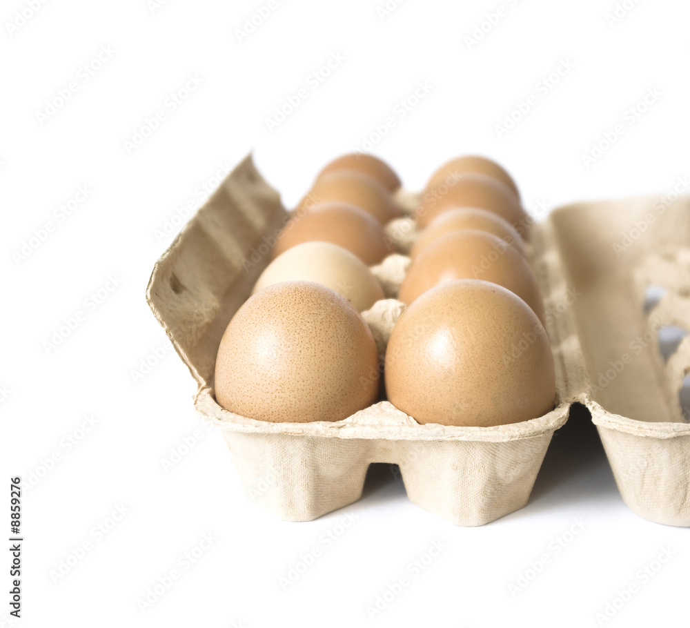 Packing of eggs isolated on a white background Packing of eggs isolated on a white background