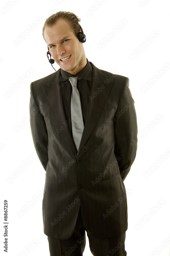 Successful young business with headphones Successful young business with headphones