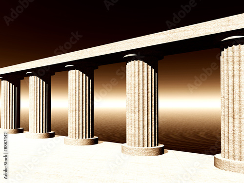 Obraz na plátně old pillars at the ocean - 3d illustration