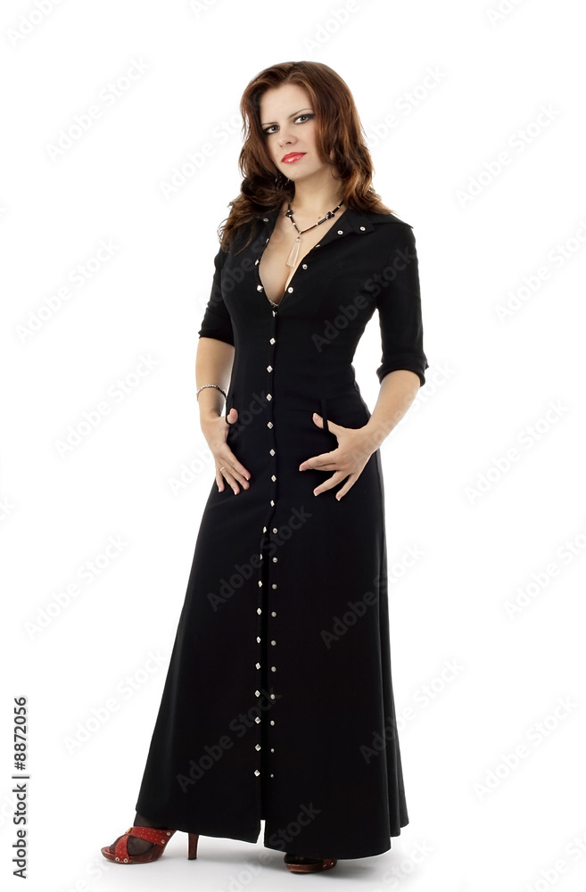 series of images with the beautiful brunette in a black dress series of images with the beautiful brunette in a black dress