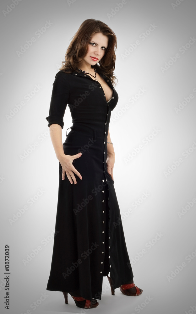 series of images with the beautiful brunette in a black dress series of images with the beautiful brunette in a black dress