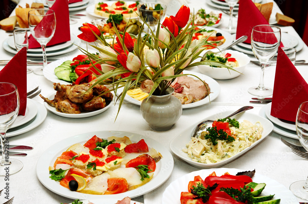 table served with different dishes table served with different dishes