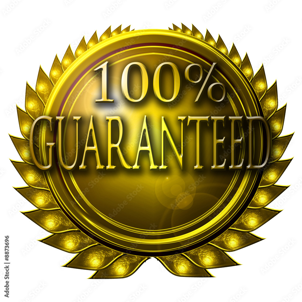 golden medal with 100% guaranteed written on it golden medal with 100% guaranteed written on it