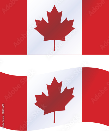 Vector illustration: Canada flag, includes waving version
