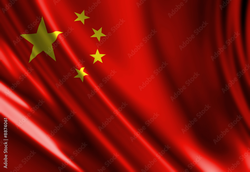 Chinese flag waving in the wind Chinese flag waving in the wind