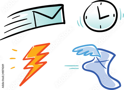 various vector icons and symbols: email, time, bolt, speed