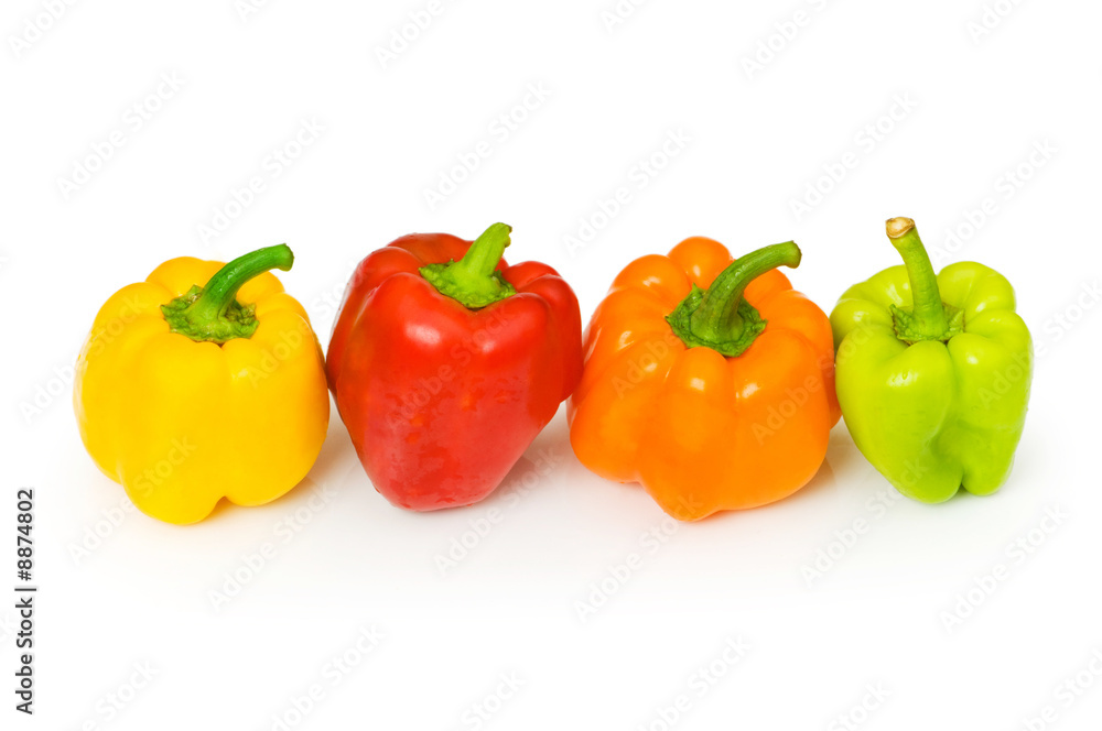 Four bell peppers isolated on the white background Four bell peppers isolated on the white background