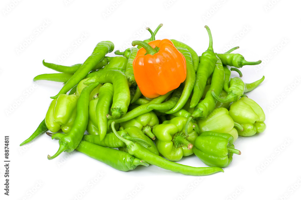 Three bell peppers isolated on the white Three bell peppers isolated on the white