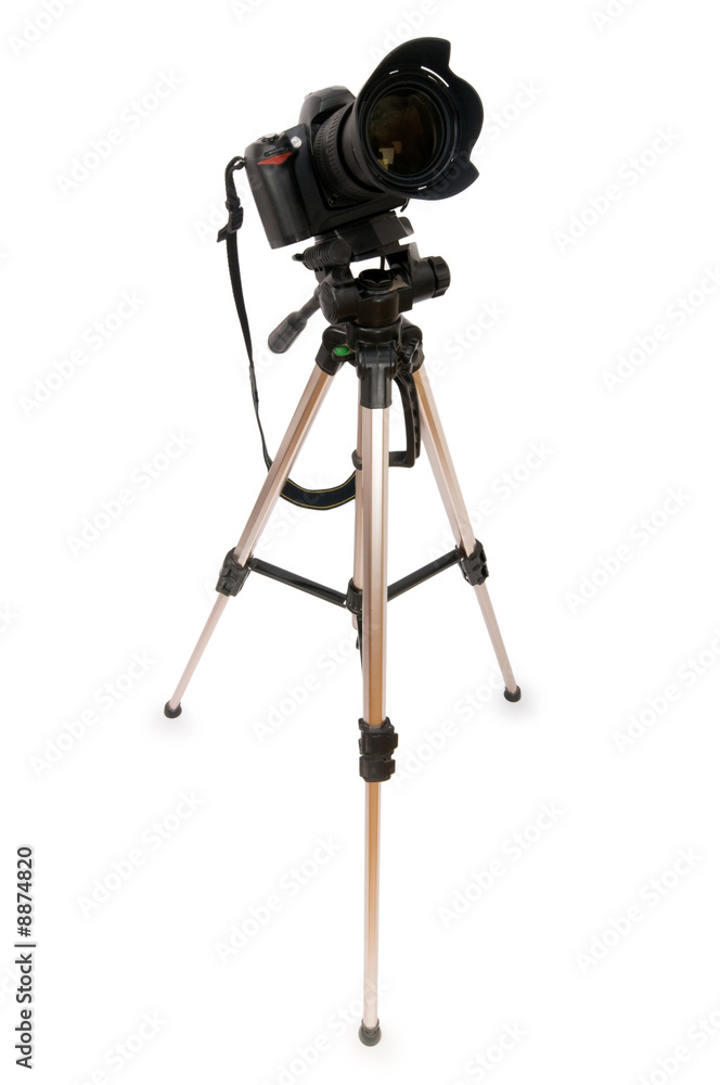 Triopod camera isolated on the white background Triopod camera isolated on the white background