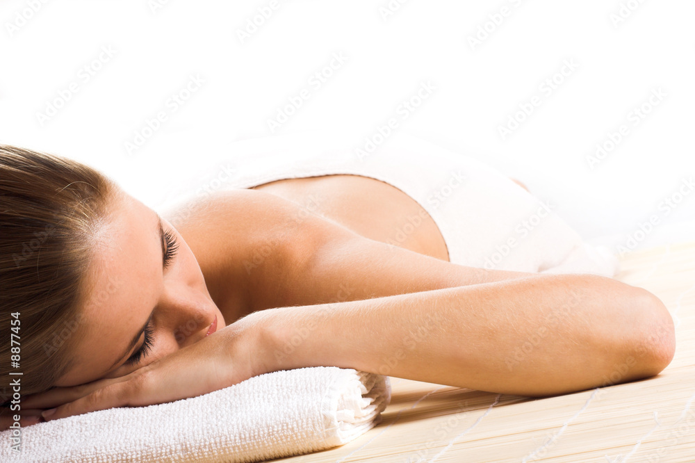 beautiful smiling woman in spa is relaxing beautiful smiling woman in spa is relaxing