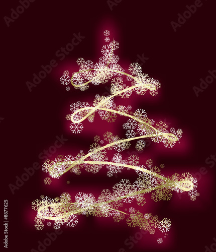 stylized xmas tree with gold stars