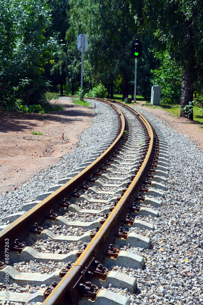 Fototapeta premium narrow-gauge curve railway and semaphore