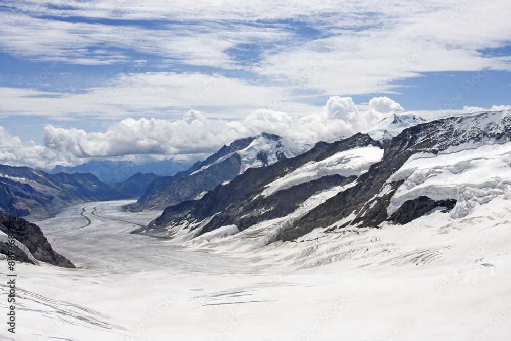 Aletsch Glacier in Swiss Alps, Switzerland