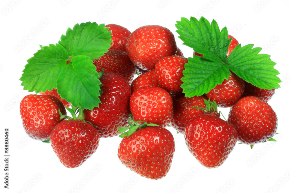 Strawberries isolated on a white background.