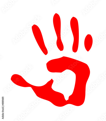isolated on white red handprint illustration