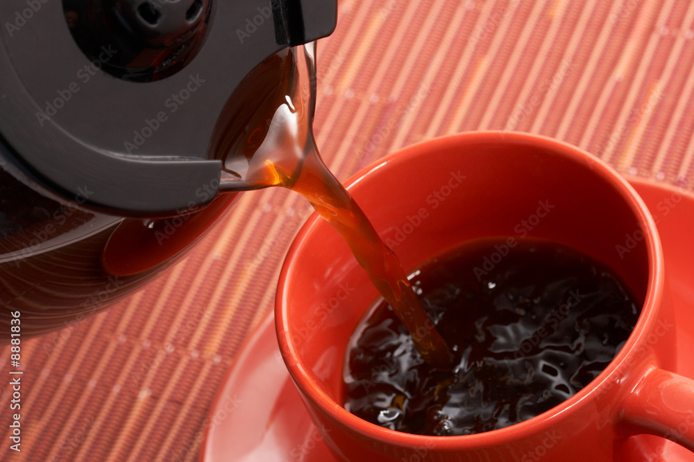 hot brewed coffee on a coffee pot