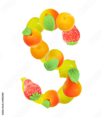 alphabet from fruit  the letter   S   
