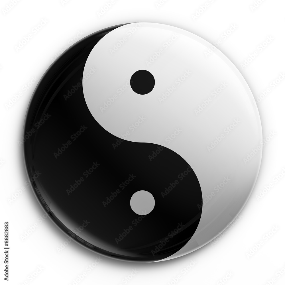 3d rendering of a Yin Yang badge 3d rendering of a Yin Yang badge